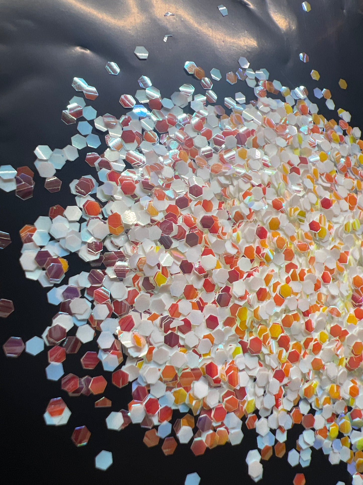 Bubble Glitter White with Orange and Pink shift