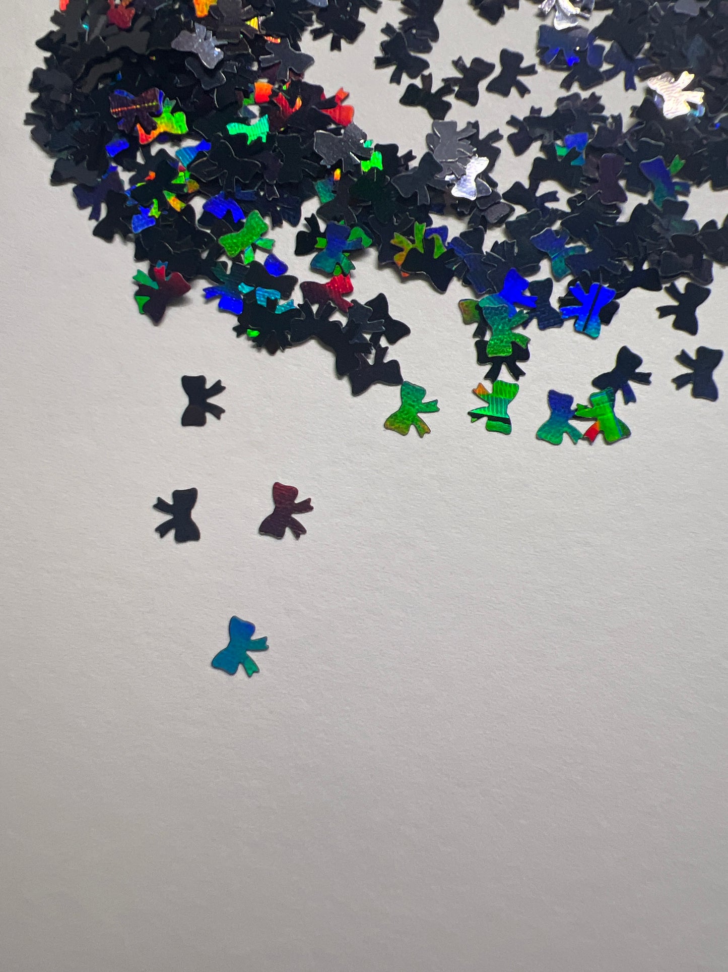 Shaped Glitter Holographic Black Bows