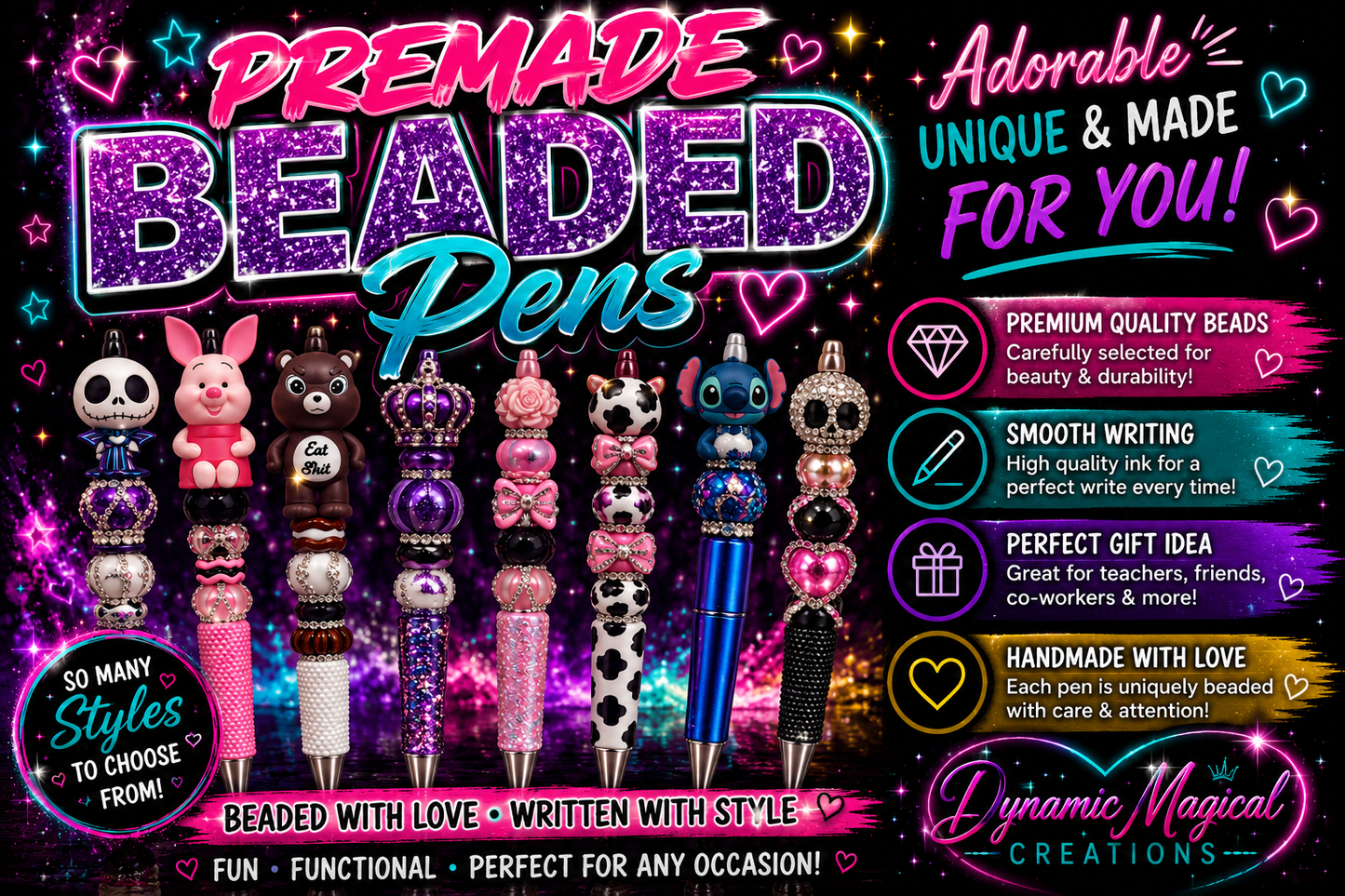 Premade Beadable Character Pens