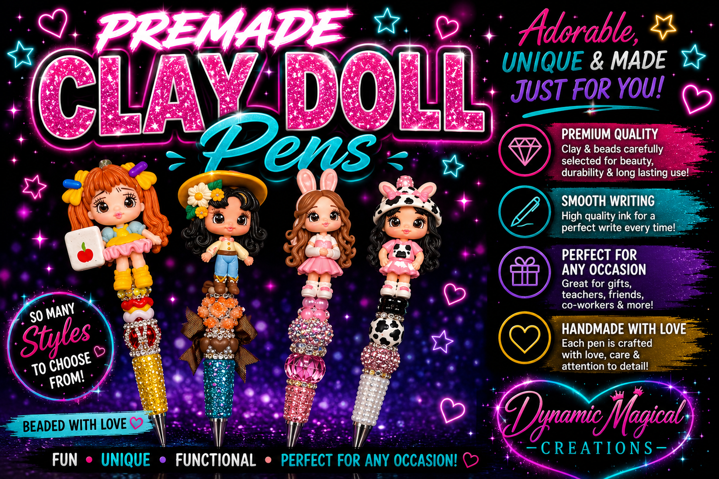 Premade Clay Doll Pens