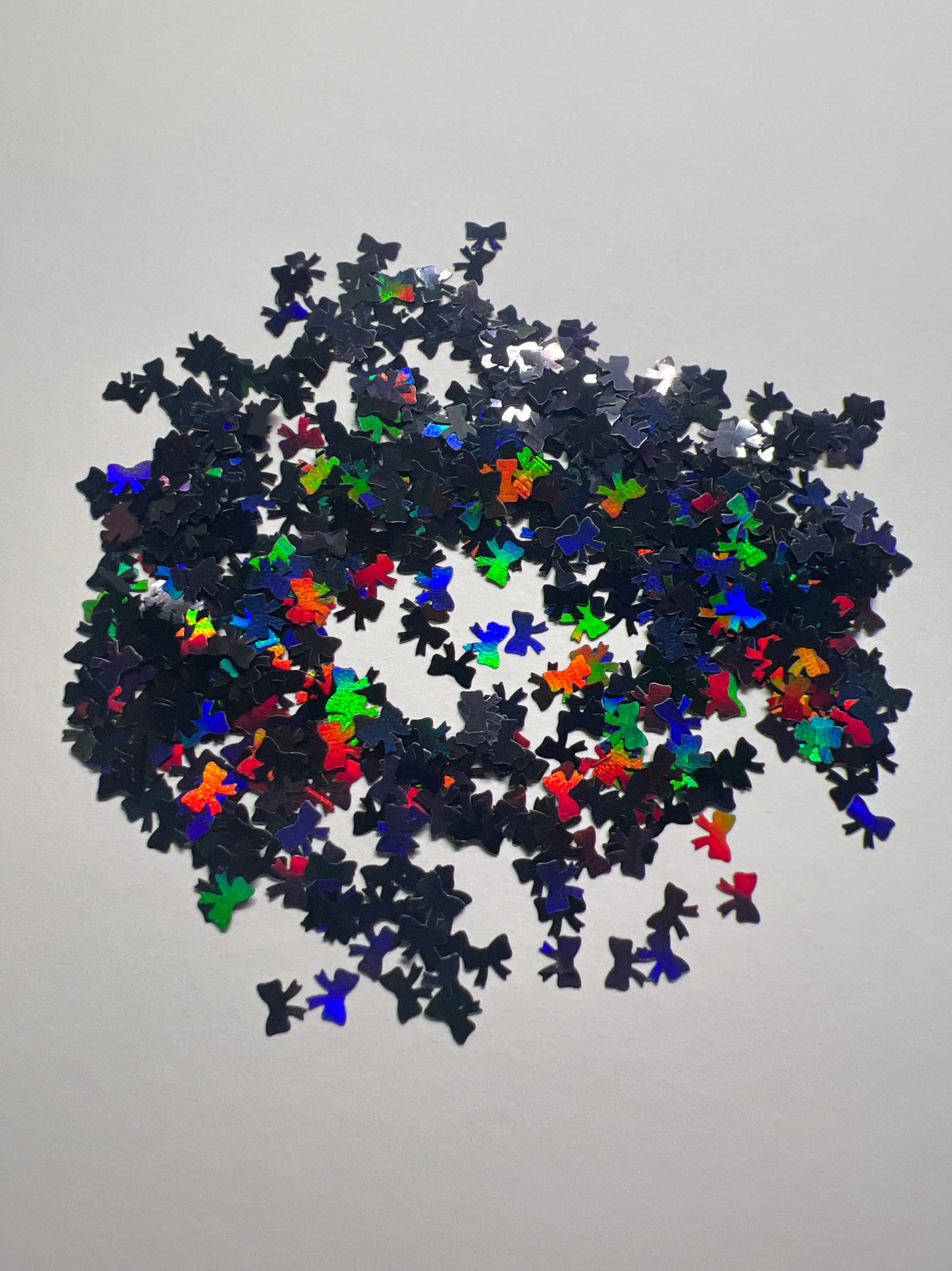 Shaped Glitter Holographic Black Bows